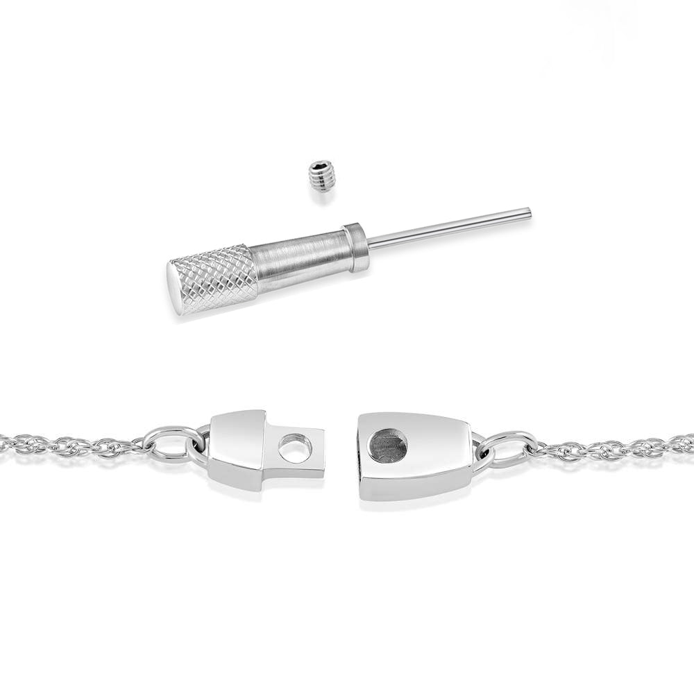 Locking Sterling Silver Fine Rope Chain Necklace w/ Round Filigree Slide Pendant