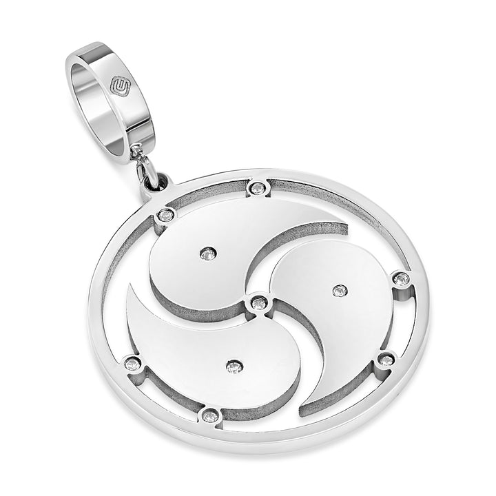 Triskelion Pendant in Stainless Steel with Gems