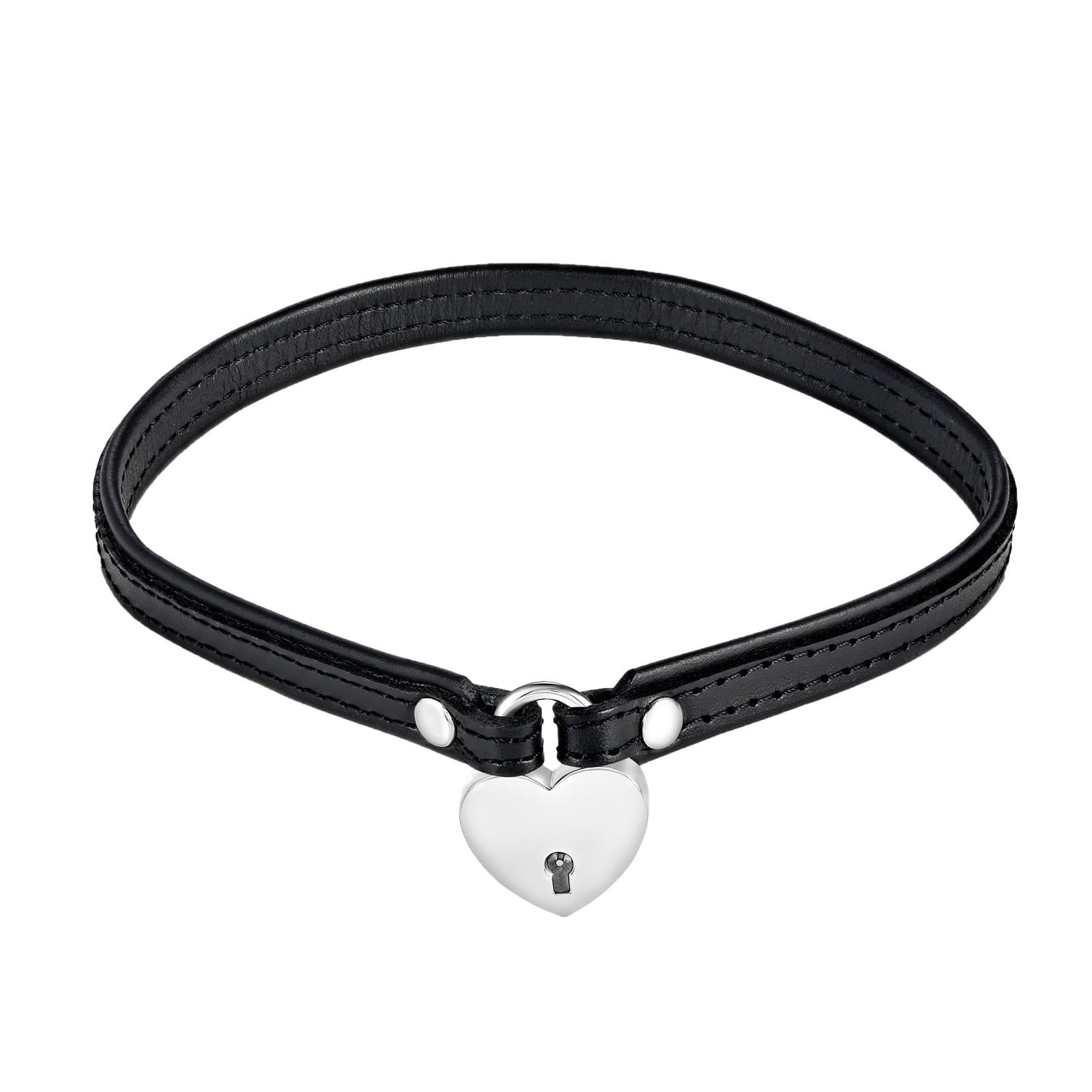 Leather Day Collar with Heart Lock Eternity
