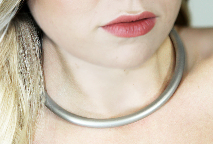 Satin Eternity Collar on Blonde Woman