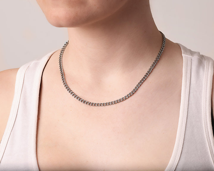 Titanium Chain Necklace with Mini Locking Clasp