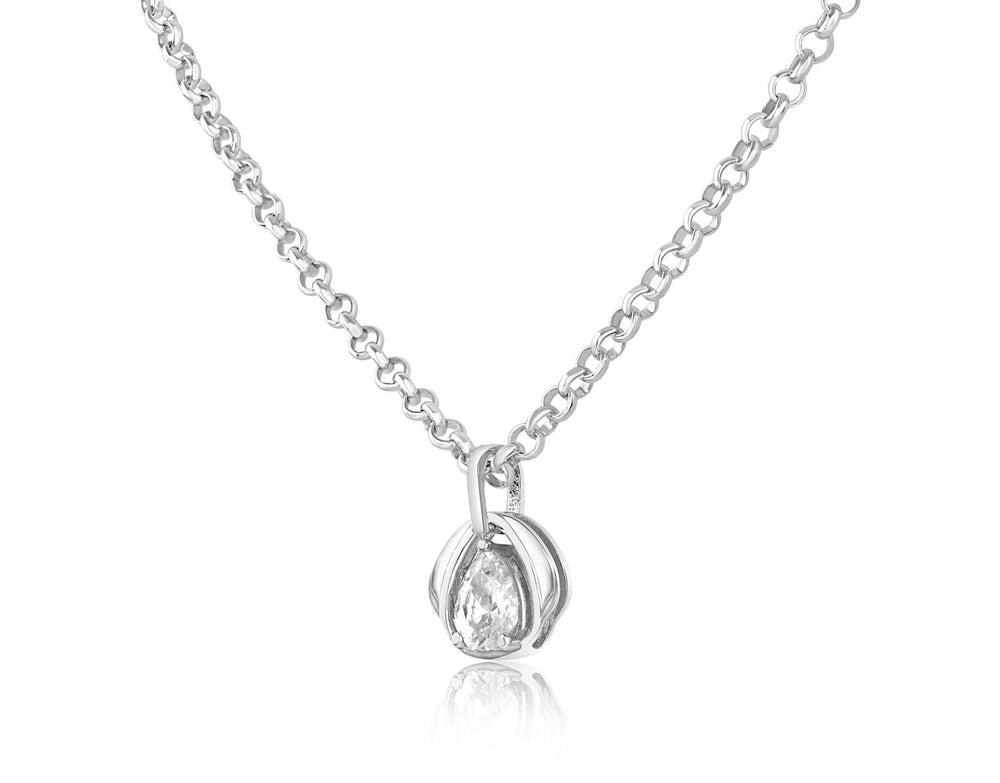 Locking Sterling Silver Chain Necklace with Blossom Pendant