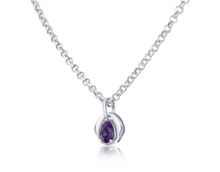 Locking Sterling Silver Chain Necklace with Blossom Pendant