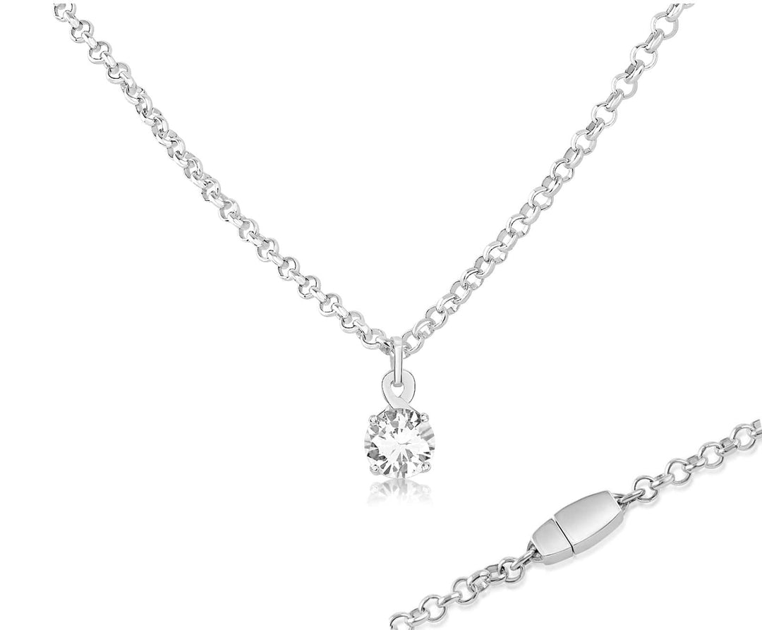 925 Sterling Silver Lock Necklace, Solid Silver Locking Clasp