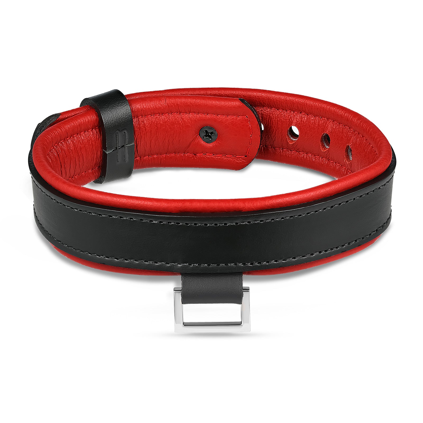 Leather Collar with Horizontal Ring Eternity