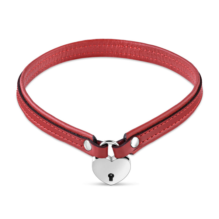 Leather Day Collar with Heart Lock