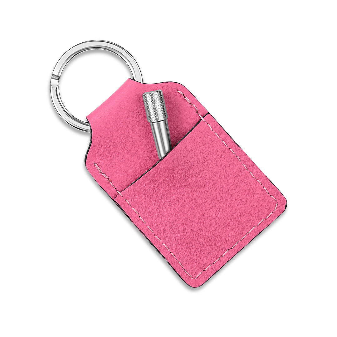 Leather Key Chain with Key Pocket (Rectangular)