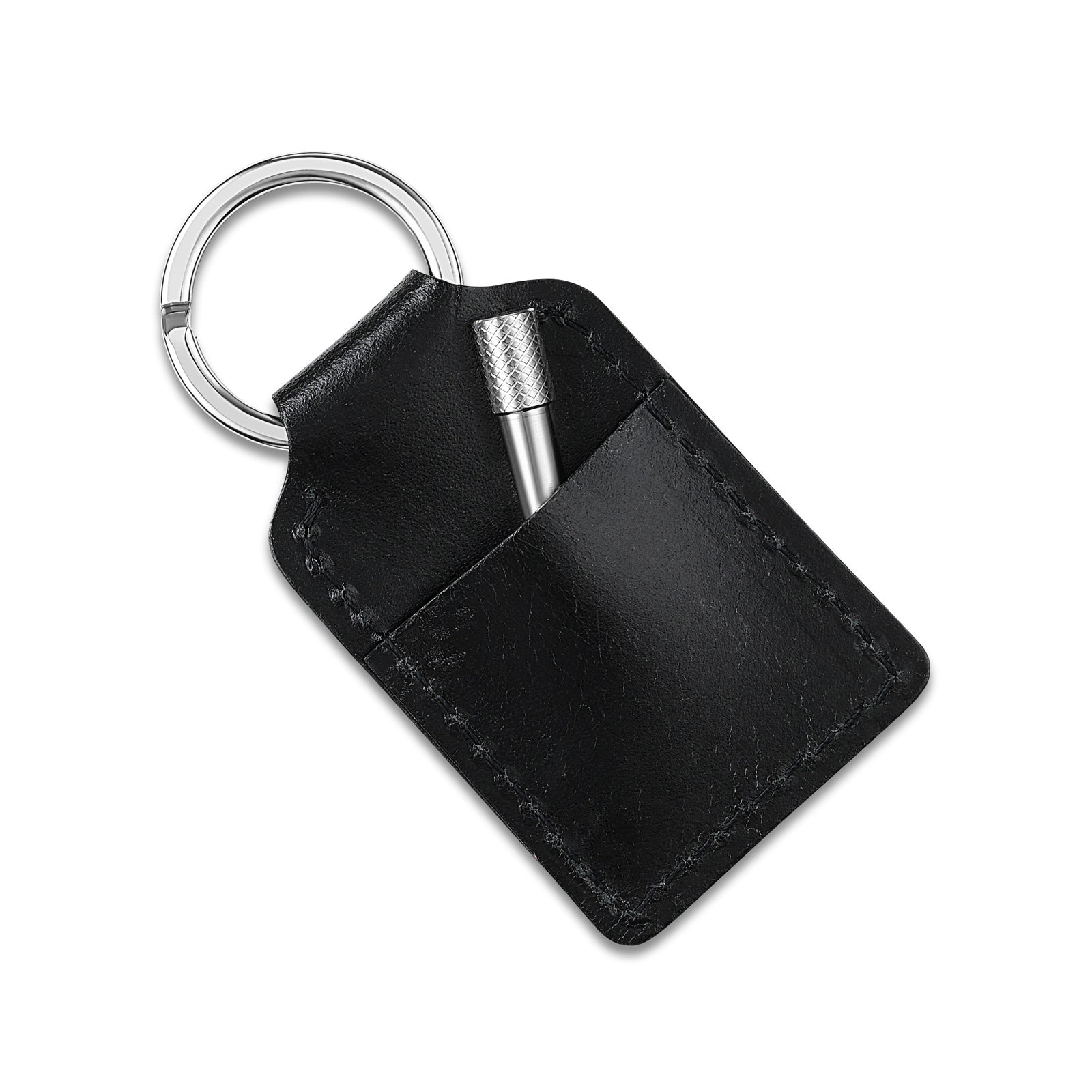 Ford Explorer Black Nickel With Brown Leather Stripe Key Chain By IPick Image, Made In USA - Car Beyond Store - Foto 2