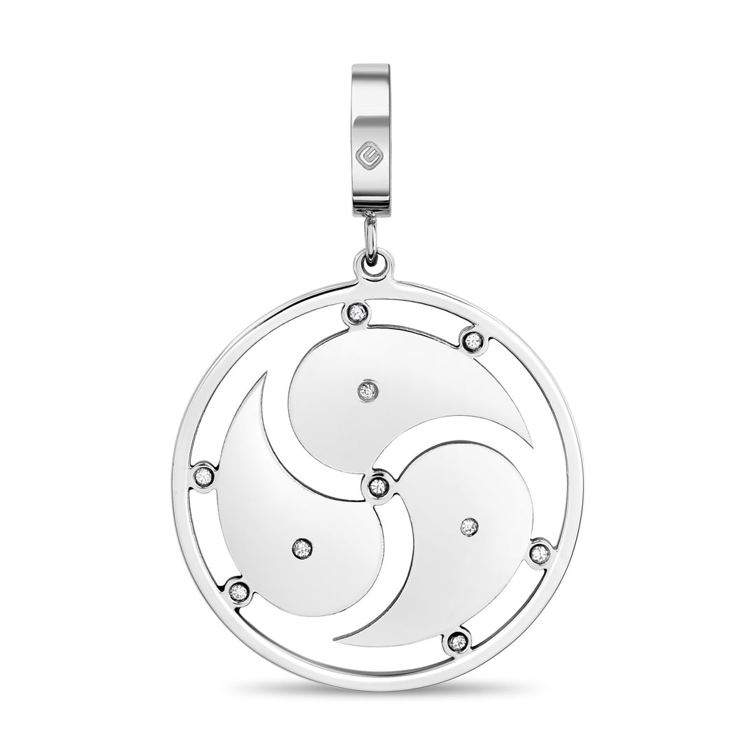 Triskelion Pendant in Stainless Steel with Gems