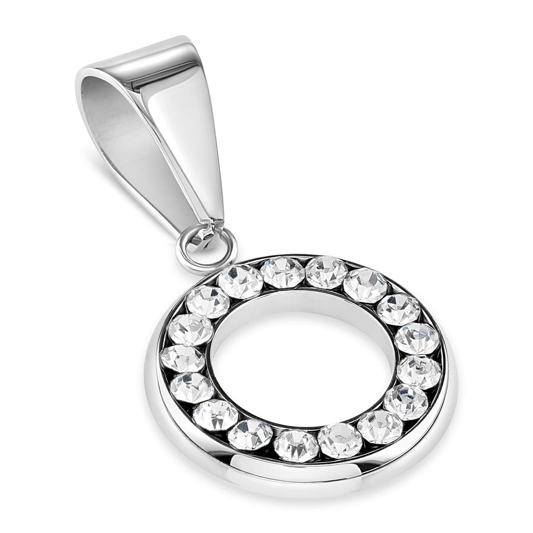 Circle Pendant with Gems in Stainless Steel