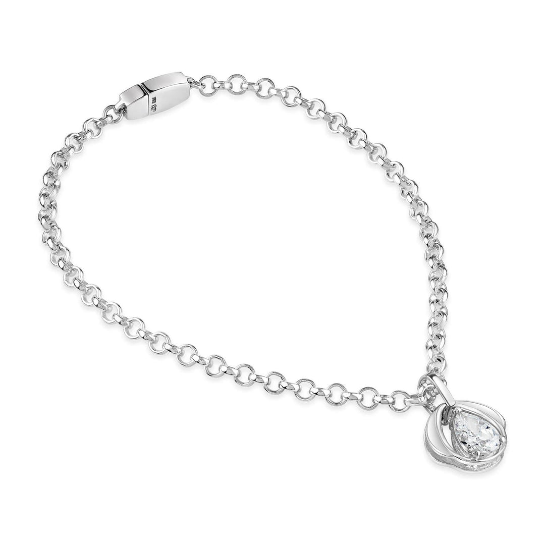Locking Sterling Silver Chain Anklet with Blossom Pendant