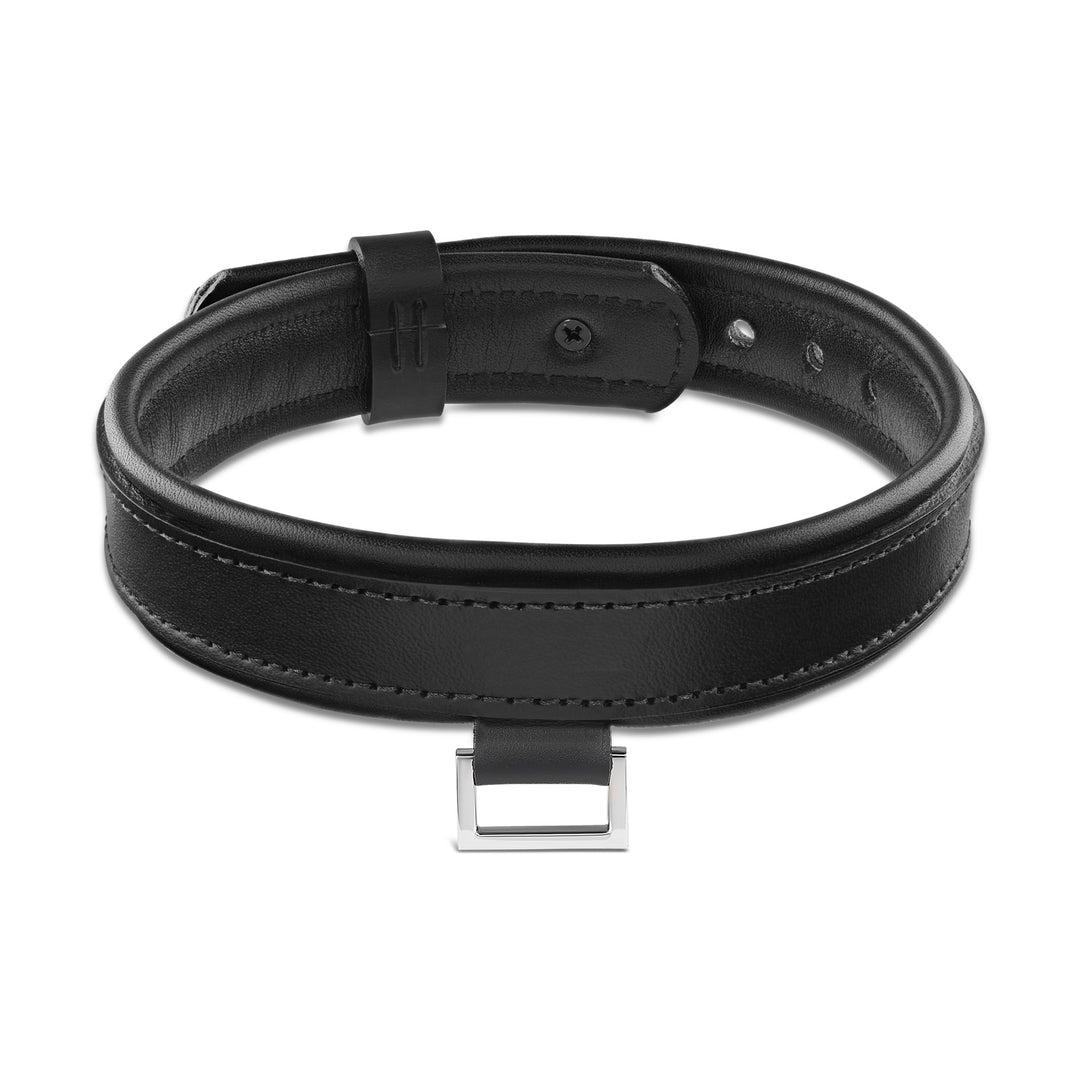 Leather Collar with Horizontal Ring