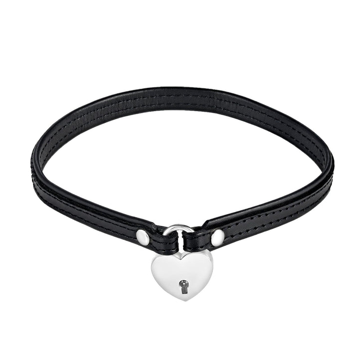 Leather Day Collar with Heart Lock