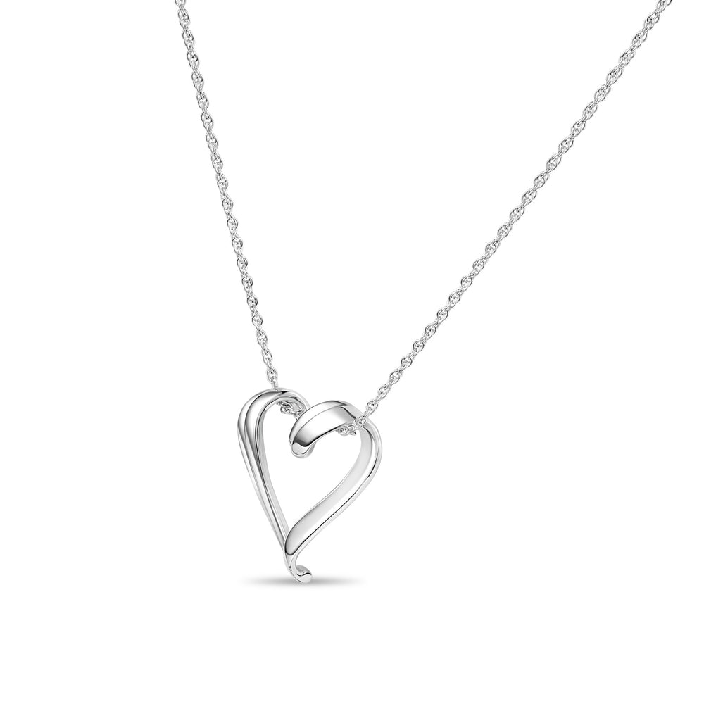 Locking Sterling Silver Fine Rope Chain Necklace with Sliding Heart Pendant