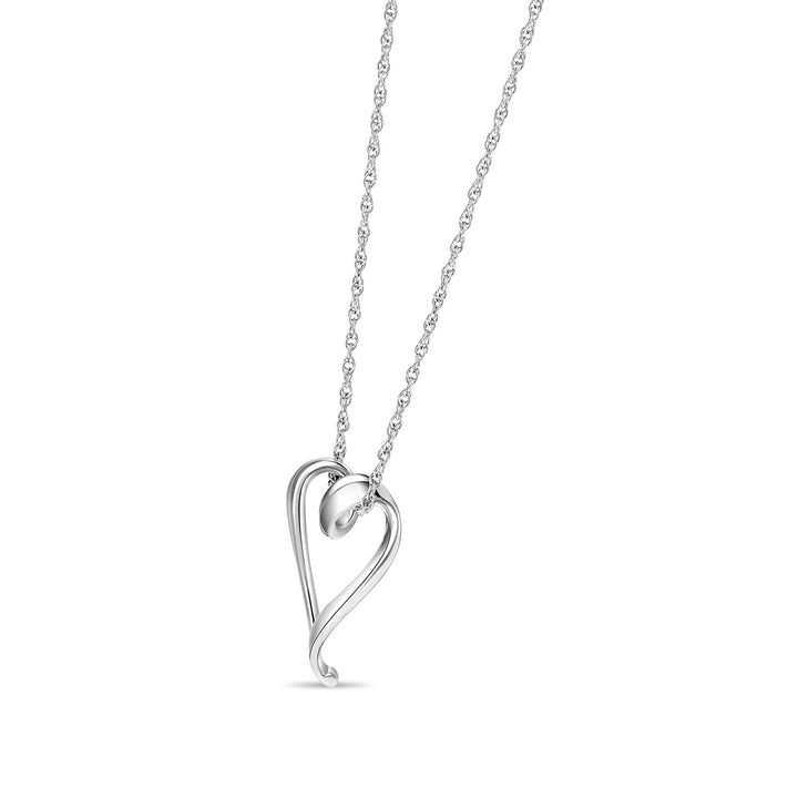 Locking Sterling Silver Fine Rope Chain Necklace with Sliding Heart Pendant