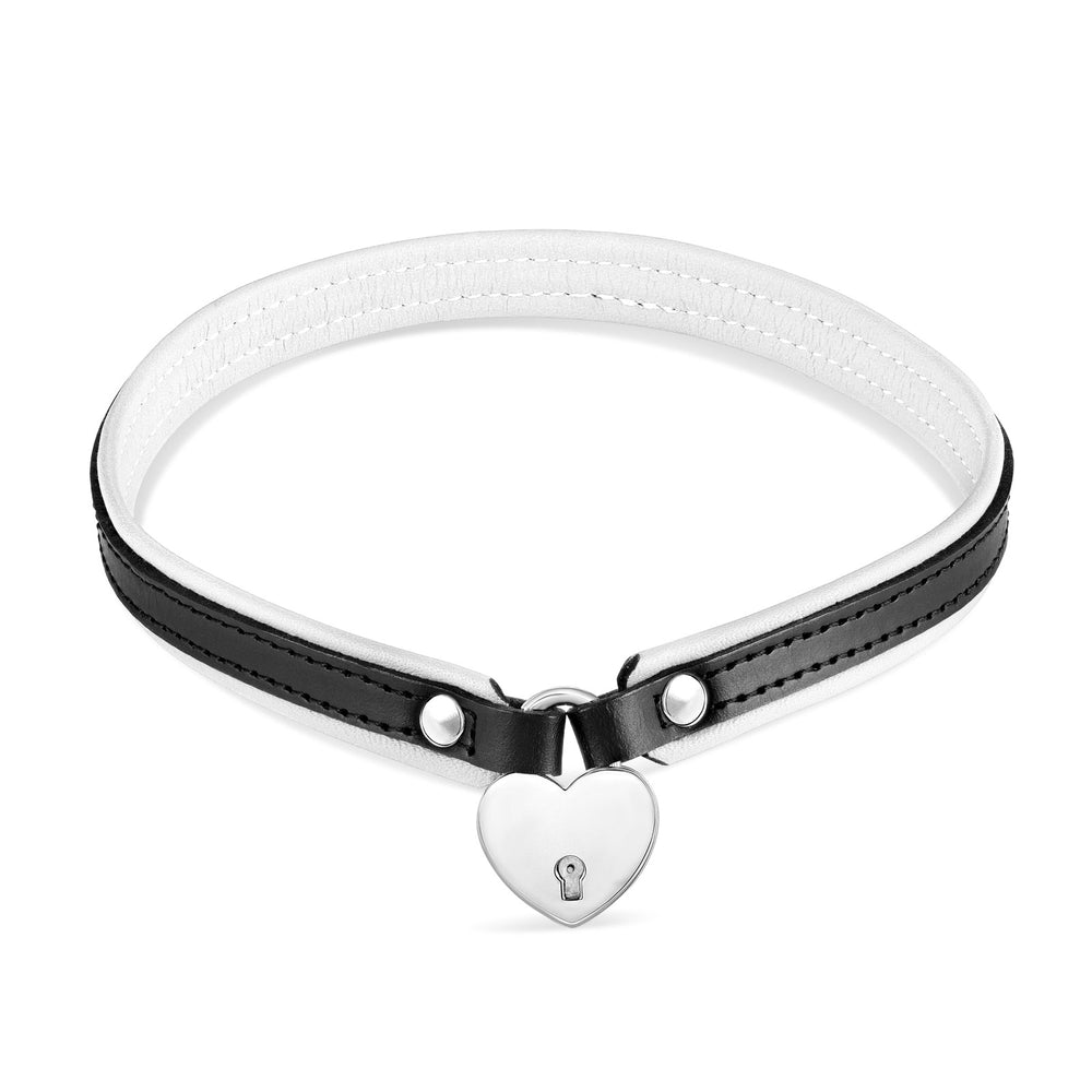 Leather Day Collar with Heart Lock