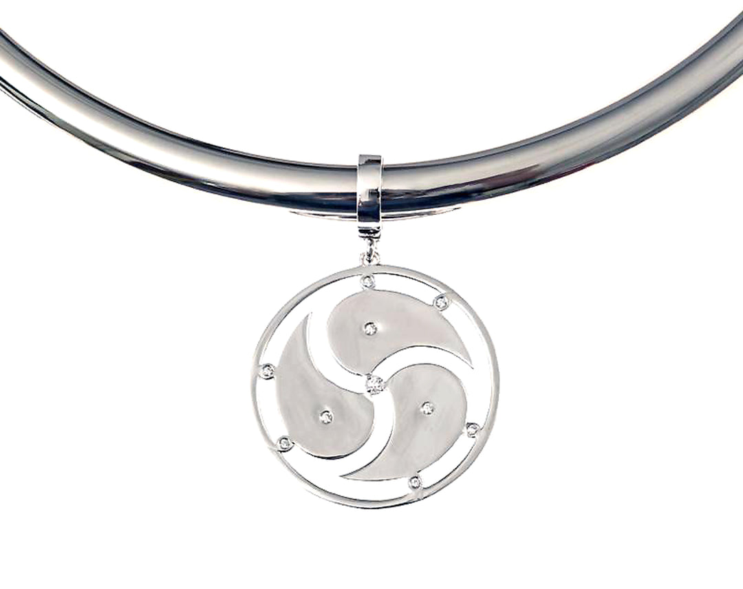 Triskelion Pendant in Stainless Steel with Gems