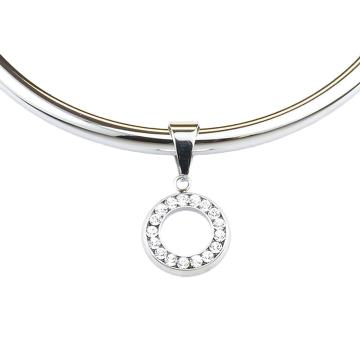 Circle Pendant with Gems in Stainless Steel