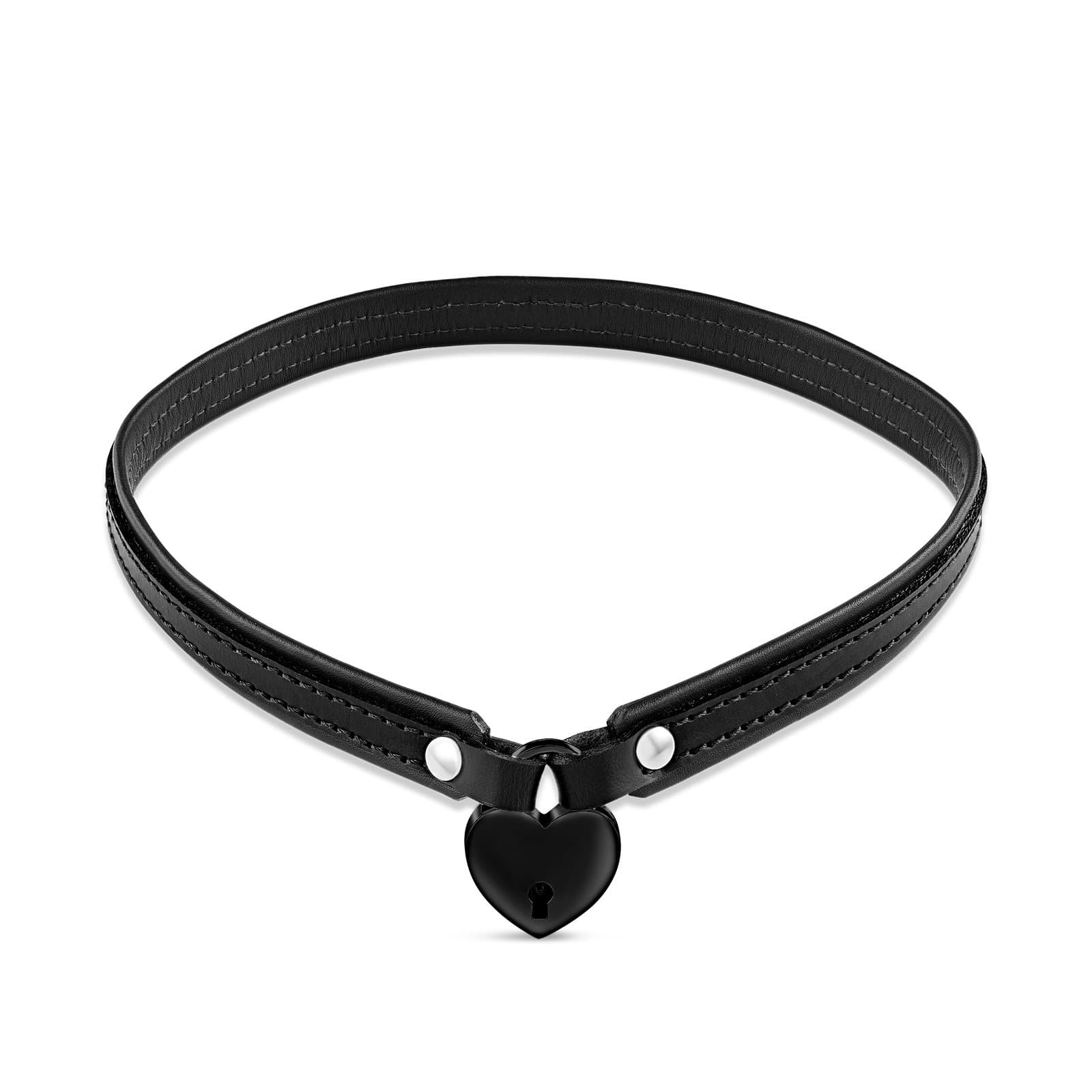 Leather Day Collar with Heart Lock Eternity