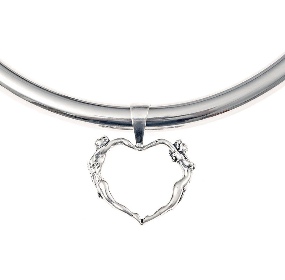 Couple Heart Pendant in Sterling Silver