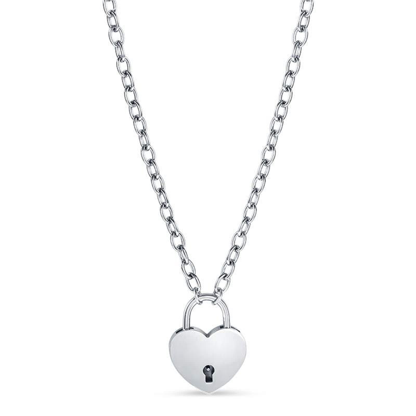 Heart Lock Necklace Silver - Eva Bryn Shoetique