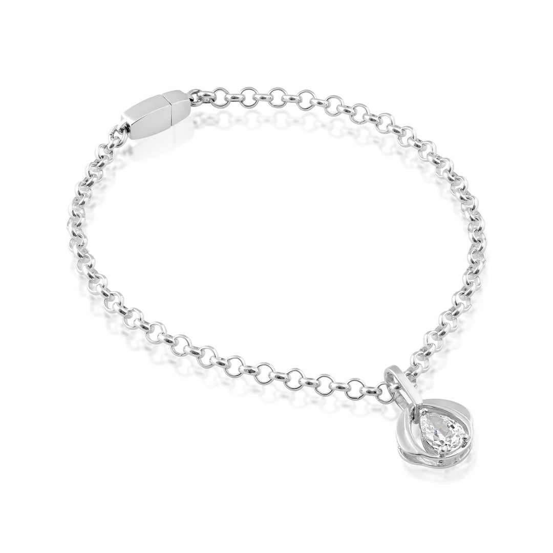 Locking Sterling Silver Chain Bracelet with Blossom Pendant
